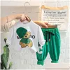 Kledingsets Babymeisjes Kinderen Kinderen Casual kleding Leer Kinderen Vakantie Outfits Fall Cartoon Lange mouw T -shirtbroek Drop Dhwil