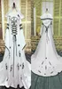 Robe de mariage 2019 robe de mariée médiévale robes de mariée sur mesure broderie une ligne robe de mariée en satin blanc et noir 6426116