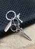 Hårstylist Populära saxkammar hårtork Haircut Washing Blow Keychaintibetan Silver Charm Pendant Key Chain Ring DIY Fit Ke7203692