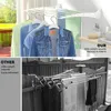 Hangères Vêtements muraux Séchéage de séchage 60 lb de large avec 7 tiges en acier inoxydable pour suspendre la conception d'économie d'espace