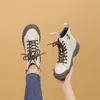أحذية غير رسمية أزياء جلدية حقيقية أحذية الكاحل نساء 2024 أحذية رياضية كلاسيكية منصة Walking Zipper Round Toe College طالبة