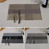 Table Mats Progressive Shade Bamboo Strip Jacquard Weave PVC Placemat Dining Mat Pad