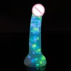 Nuevo consolador luminoso Anal Sexy Toys for Women Men Colorido Penis brillante Penis Gran Monstruo Bulto Coqueto Adulto