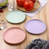 Plates Baby 5pcs Picnic Reusable Dishes Feeding Plate Unbreakable Kitchen Dinnerware Wheat Fruit Straw Salad Snack