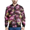 Vestes pour hommes motifs aubergines à la mode zipper hommes 3d manteau de légumes imprimé femmes rue Street zip up veste à manches longues à manches longues