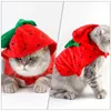 Roupas de gato roupas para animais de estimação Capuz de cachorro Halloween Costume de morango decoração