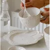 Teller japanische Retro Bowl -Gericht Set Keramik Relief kreative Cartoon Esshandgezogener Küchenzubehör