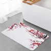 Tapis encre peinture prune bossom fleurs rouges blancs paillasson de cuisine de salle de bain de salle de bain house hold hold hot espace tapis home décor