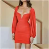 Robes décontractées de base femme y bodycon ring manche hiver pour les femmes club de nuit de fête noire de créateurs k20d08818 210712 dr dh5s2