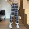 Pants Padded Thickened Straight Pants Lambswool Plaid High Waist Sweatpants Thermal Loose Wide Leg Pants Vintage Joggers Warm Trousers
