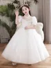 Girl Dresses Children's Piano Performance Dress Little Host Princess Birthday Party Flower White Veil