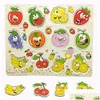 Łamigłówki rozpoznają puzzle Montessori Toy Wooden 3D Chop Boards Cartoon Animals Jigsaw Game Toys For Kid Early Learning Educatio Drop de ot8qc