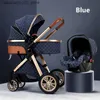 Poussettes # Couchette de luxe Baby 3-en-1 avec sièges d'auto Portable Réversible Haut Paysage chaud Mère Voyage Plum Q240414