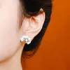 Vintage flower women's earring hand-painted enamel inlaid diamond copper 18K gold plated luxury flower ear studs New design DJ-01