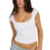 Magliette da donna femminile coltiva top a manica corta sexy simpatiche t-shirt senza schienale per streetwear per feste