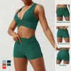 Active Sets Women Yoga Set Workout Suit Spandex Gym Outfit Stretch Sports Bra Fitness Bulifting Shorts Activewear Clothing