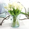 Flores decorativas 5pcs/lote pu real toque tulip