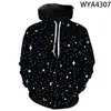 Sweatshirts Mens jaquetas novas 3D Star Star Sky Universo Padrão Capuz de Meninos e Meninas Cool Sorto Moda Fashion