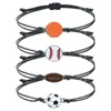 Pulseira de charme pulseira para amizade de basquete de basquete de rugby corda de corda de beisebol homens homens homens feitos à mão jóias de tranças