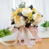 Flores decorativas noiva de casamento segurando simulação europeia simulação rosa buquê de flores artificiais