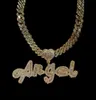 Grandbling Custom Name Necklace with Heart rhinestones Cuban Chain Word Iced Out CZ Personalized Hiphop Jewelry 220722204d5278602