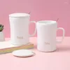 Mugs Simple Cup White Large Capacity Ceramic Office Home Water With Lid Spoon Gift Milk Coffee