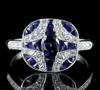 Vintage Blue Sapphire Ring 925 Sterling Silber Diamond Schmuck Engagement Cocktail Party Eheringe für Frauen Größe 6 101173721