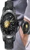 Luxury Black Black 3D Dragon incisione Dragon Automatic Mechanical Watchs Wateroproof Sports for Men Orologio da polso che si snowining Orologio maschile Y192577863