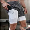 Herren Shorts Herren Tarnung Tarnungslauf 2-in-1 Doppelschicht Schnell trockener Fitnessstudio Sport Fitness Jogging Training Drop Lieferbekleidung Kleidung Dhocr