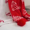 Coperte Ballo per albero di Natale a maglieria soggiorno per il tempo libero divano decorazione per vacanze rosso