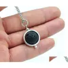 Pendant Necklaces 14Mm Lava-Rock Bead Necklace Aromatherapy Essential Oil Diffuser Black Lava Jewelry For Women Best Gift Drop Deliver Dhv1B