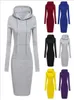 7 Colour S2XL Women Knee Length Casual Hooded Pencil Hoodie Long Sleeve Sweater Pocket Bodycon Tunic Dress Top5166901