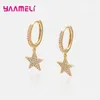 Dange oorbellen Luxe Super Star Drop 925 Sterling Silver Full Crystal Zirkon Huggie Pendientes For Women Female Ear Brincos