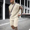 Shorts sommarmän sätter sport fritid daglig lös trend kort hylsa skjorta kostym streetwear män shorts set ropa para hombre