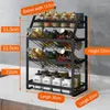 Kitchen Storage Wall Mounted Organizer Shelf Iron Spice Seasoning Bottle Bracket Stainless Steel Holder Rack Standing