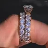 Clusterringe Custom Real 10k Gelbgold -Braut -Sets Ring Frauen Engagement Jubiläum Ehering -Perle -Perle -Set rund Moissanite Diamond
