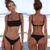 Women's Bikini Sets Two Piece Swimwear Summer Swimsuit low Cut Bathing Suit Sexy Solid color Shoulder Strap Bikini Set