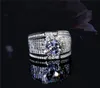Stunning Handmade Band Rings Fashion Jewelry 925 Sterling Silver Popular Round Cut White Topaz CZ Diamond Full Gemstones Men Weddi1557780