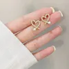 Dangle Earrings Cute Gold Color Crystal Pearl Love Heart Stud For Women Girls Simple Gifts Korean Fashion Jewelry Wedding Accessory