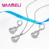 Boucles d'oreilles de collier Arrivées Gourd 925 Sterling White White Cubic Zirconia et pour les femmes Bijoux