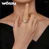 Кластерные кольца Wostu Moissanite Jewelry Real 925 Серебряное серебро 1 Ct Twist for Women Обручание свадебная роскошная полоса Кольцо Размер 6 7 8 9