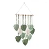 Dekorativa figurer 1 datorer Macrame Wall Hanging Leave Handmade Leaf Feather Art Decoration Green