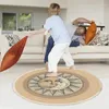 Carpets Boho Style Weave Pattern Round Carpet With Tassel Non-slip Washable Cotton Floor Mat For Living Room Bedroom Balcony Circle Rug