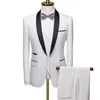 Herren Revers Black Kragen 3 -teilige Anzug Set Mantel Weste Hosen Business Groomsmen Bräutigam Hochzeitskleid Fprmalal Blazer Hosen 240407