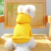 Vestuário para cães roupas de gato gengibre amarelo capuz de cor sólida coloração leve suéter roupas de cachorro de estimação