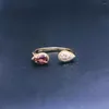 Pierścienie klastra CSJ Elegancki naturalny turmalin Regulowany Sterling 925 Srebrny kamień szlachetny 4 6 mm dla kobiet urodzinowy Prezent biżuterii