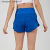 Shorts voor dames L8263 High-Rise Lined Short Pants Women Sports Yoga Shorts met rugzipperzak Running Shorts C240413