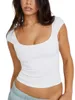 Magliette da donna femminile coltiva top a manica corta sexy simpatiche t-shirt senza schienale per streetwear per feste