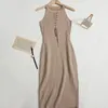 Summer Solid Beach Knitted Dress O Neck Sleeveless Chic Slim Slimdress BodyCon Y2K Mini Outfits 240329