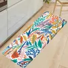 Tapetes de banho colorido folhas de palmeira plantas de arte de cozinha folhas de flanela anti-chapéu de decoração de casa tapetes de piso capacho de carpete comprido lavável